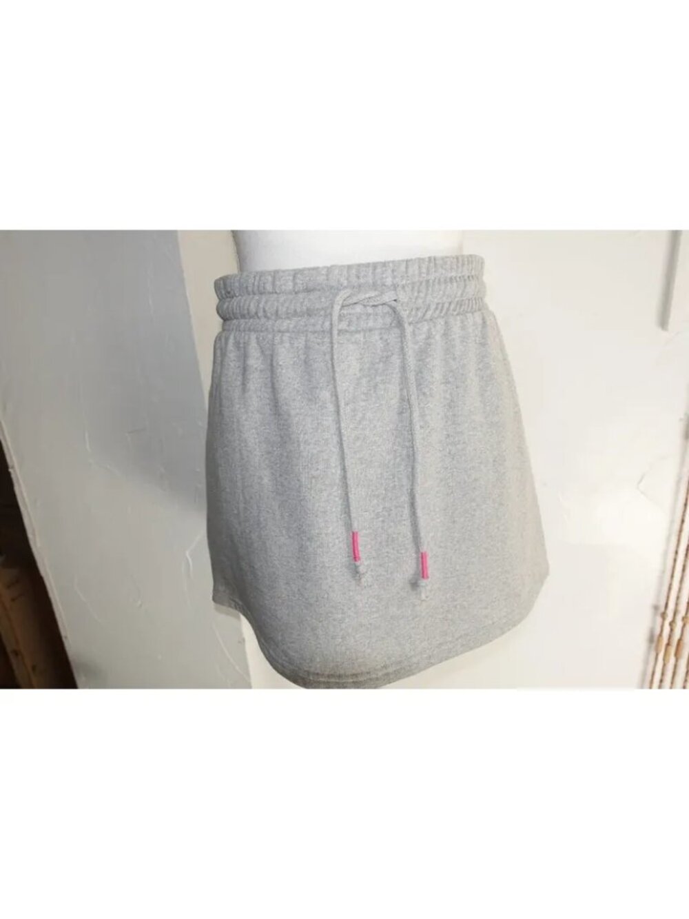 Electric Pink Women's Grey Sweatshirt Mini Skirt